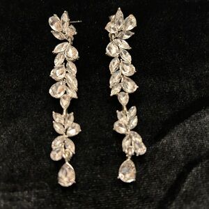 Elegant Silver Leaf Drop Vintage Earrings